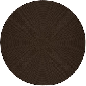 Texturized Solid Brown Poly 8 ft. x 8 ft. Round Braided Area Rug