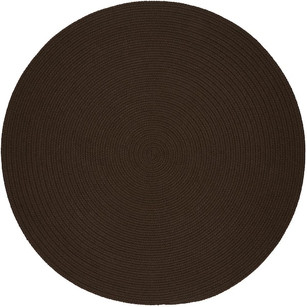Unbranded Texturized Solid Brown Poly 8 ft. x 8 ft. Round Braided Area Rug