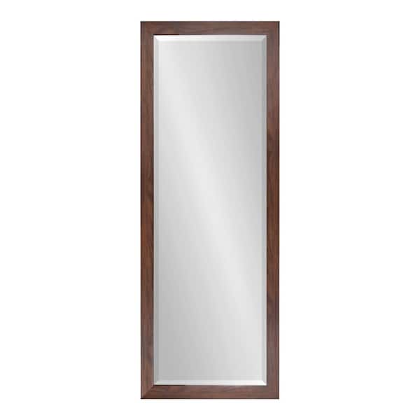 DesignOvation Beatrice 51 in. x 19 in. Classic Rectangle Framed Walnut Brown Wall Accent Mirror