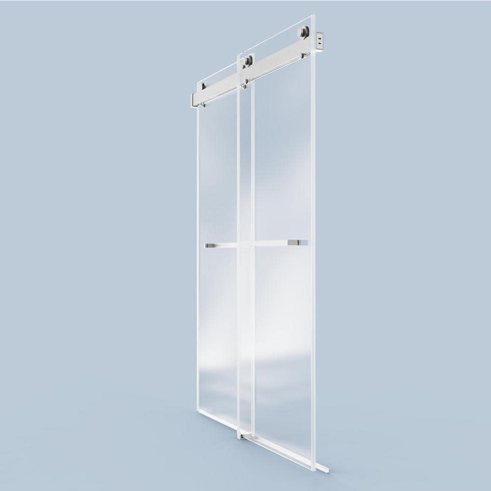 60" W x 76" H Brushed Nickel Frameless Sliding Shower Door