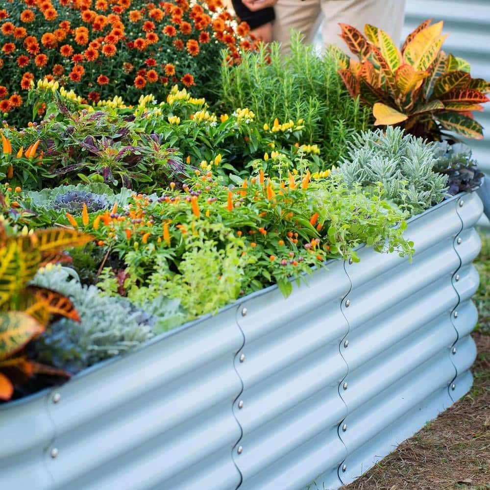 Sky Blue 17" Tall Modular Metal Outdoor Raised Garden Bed