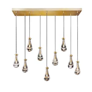 9-Lights Cooper Raindrop Chandelier, Modern Glass Pendant Light for Living Room, Kitchen Island, Bulb Included