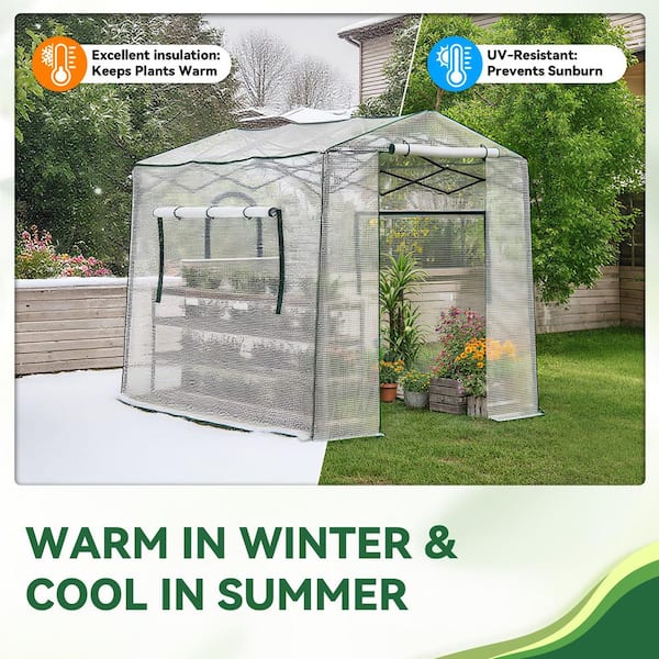 Gardenbee 8 ft. x 6 ft. Pop-up Walk-In Greenhouse with Roll-up