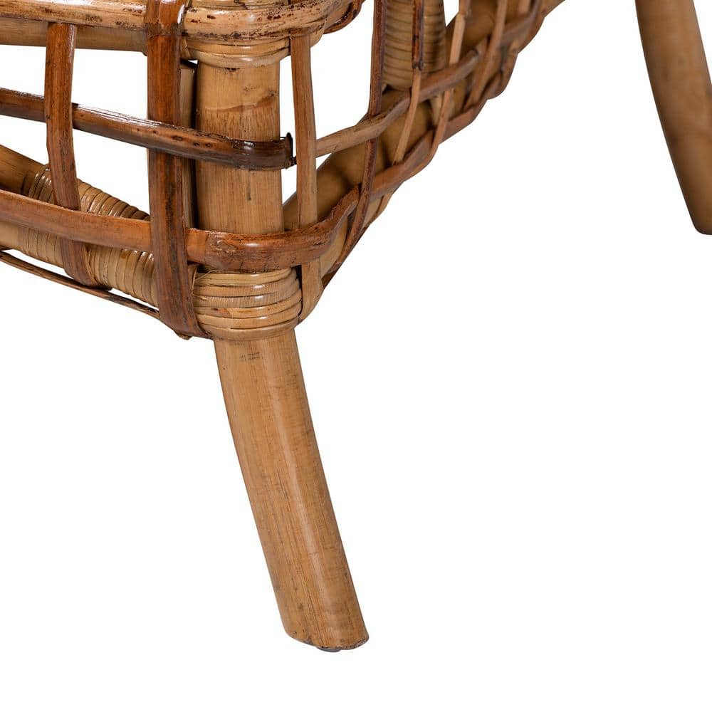 Handcrafted Natural Brown Rattan Accent Chair with Cushions