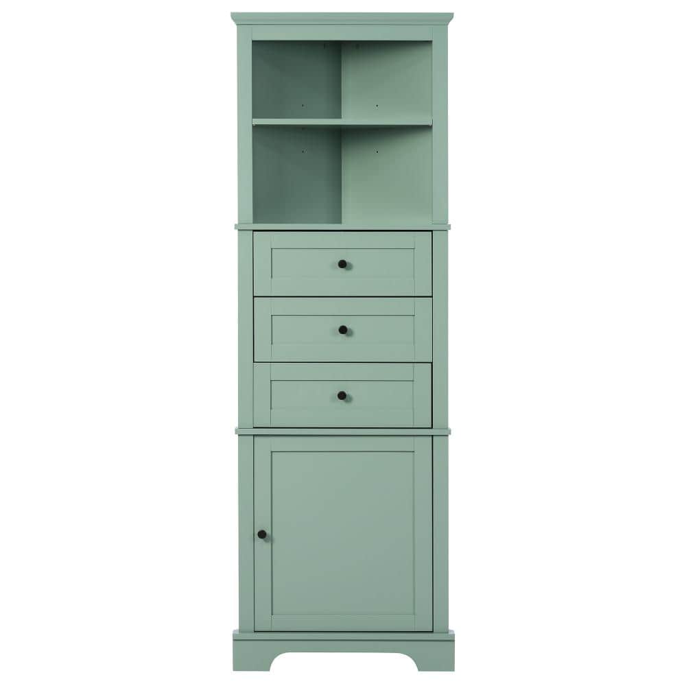 23 in. W x 13.4 in. D x 69 in. H Green Triangle Tall Bathroom Cabinet with 3 Drawers and Adjustable Shelves price history on PriceWatchPro