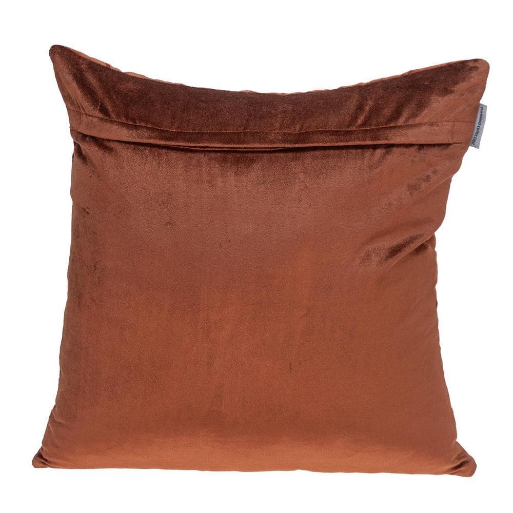 Burnt Orange Geometric Stitched Velvet Square Pillow