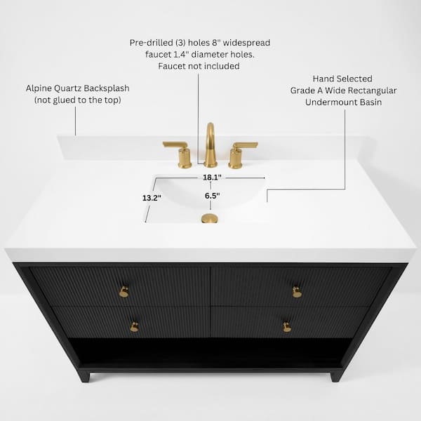 Ancerre Designs Momo 48 in. W Single Sinks Freestanding Black Oak