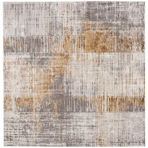 Craft Gray/Beige 5 ft. x 5 ft. Square Plaid Abstract Area Rug