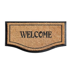 A1HC Welcome Beige 24 in x 38 in Rubber and Coir Large Heavy-Weight Outdoor Durable Doormat