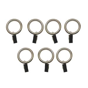Brushed Nickel Steel Curtain Rings with clips (Set of 7)