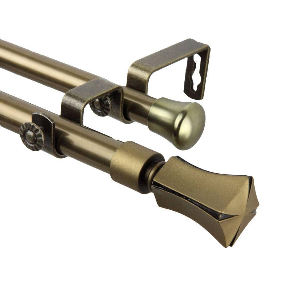 120 in. - 170 in. Telescoping Double Curtain Rod Kit in Antique Brass with Fort Finial price history on PriceWatchPro