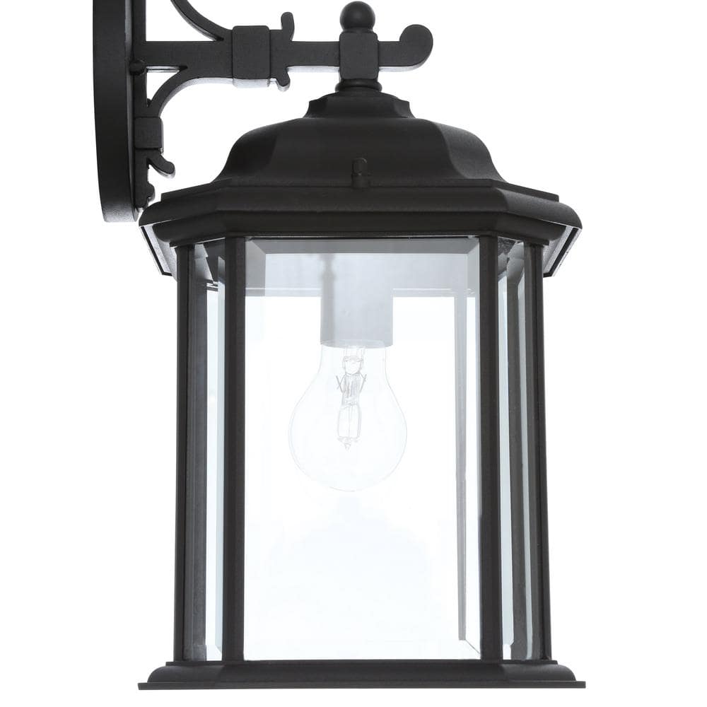 Kent Sleek Black Outdoor Sconce with Clear Beveled Glass