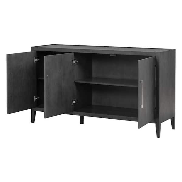 Unbranded 59.8 in. W x 17.7 in. D x 33.8 in. H Bathroom Black Linen Cabinet
