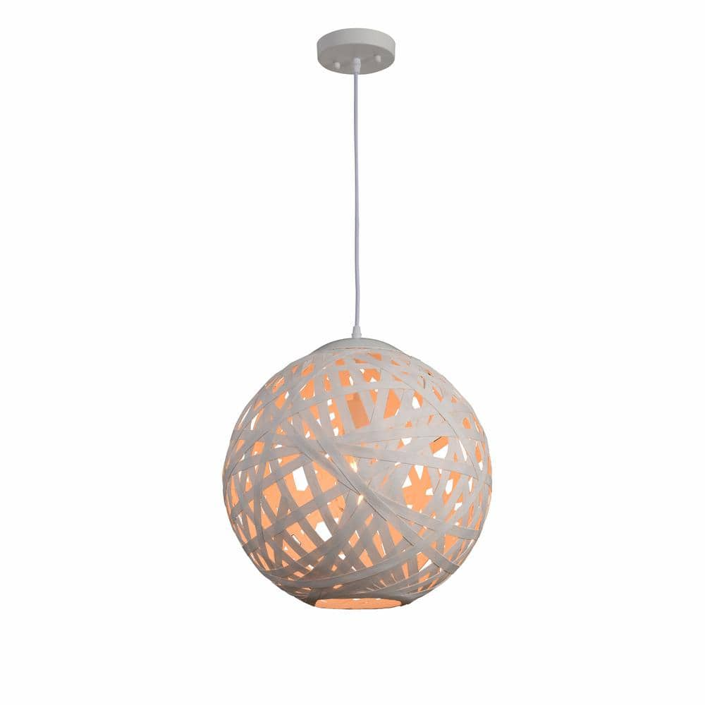 Meadow 16 in. 1-Light White Pendant/Chandelier with Paper Shade -  Hampton Bay, HDP98961WH