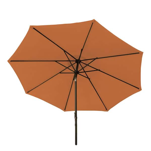 BLISS HAMMOCKS 9 ft. Market Patio Umbrella with Aluminum Pole, 8 Metal Ribs, Push Button Tilt and Smooth Action Crank in Terracotta