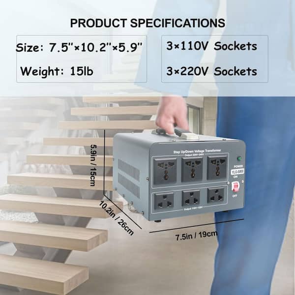 Adrinfly 5000W Voltage Transformer Converter Grey Circuit Breaker