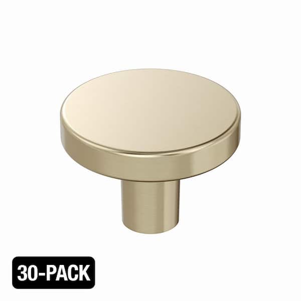 30-Pack Sutton 1-3/8 in. (35mm) Modern Brushed Gold Round Cabinet Knobs