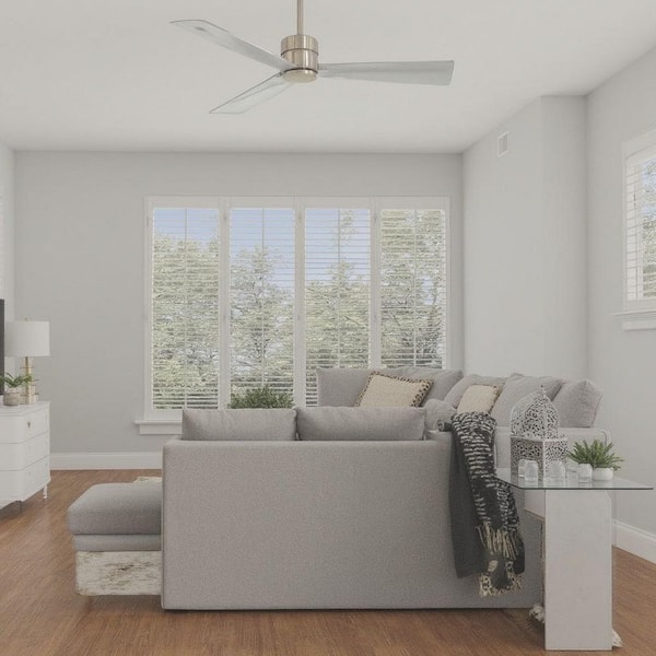 Simple 44 in. Indoor/Outdoor Brushed Nickel Wet Ceiling Fan with Remote Control