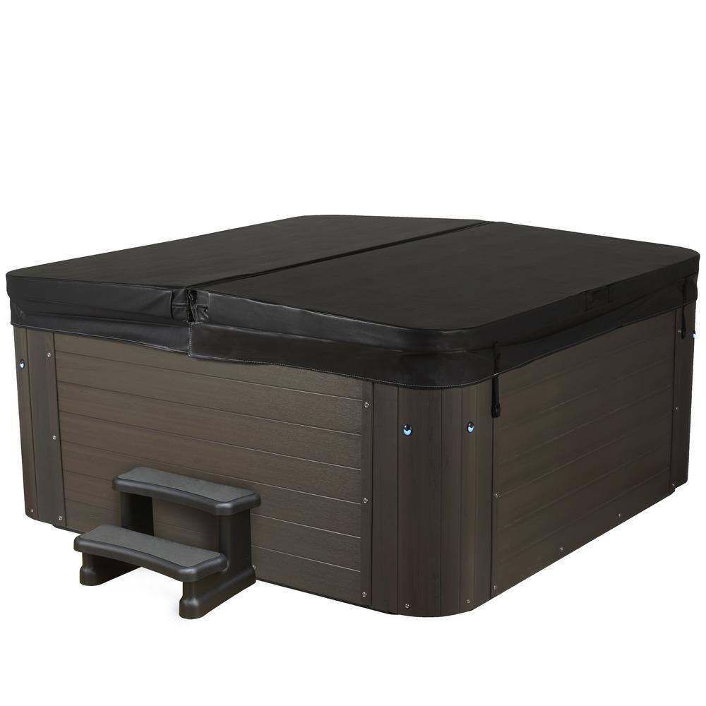 Amplified 6-Person Square Grey and White Hot Tub with 100 Jets