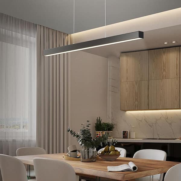 4 ft. 50-Watt 5750lm Integrated LED Black Linear Light 3000K-6500K Selectable 0-10V Dimmable Hanging Office Shop Light