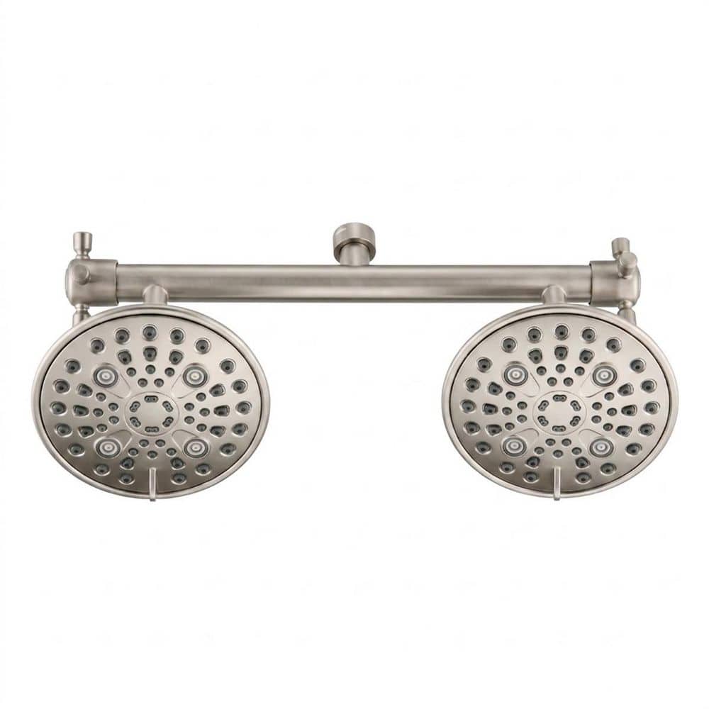 6-Spray Patterns with 1.8 GPM 6 in. Dual Wall Mount Rain Fixed Shower Head with Built-in Valve in Brushed Nickel price history on PriceWatchPro