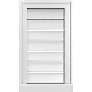 14 in. x 24 in. Vertical Surface Mount PVC Gable Vent: Functional with Brickmould Sill Frame