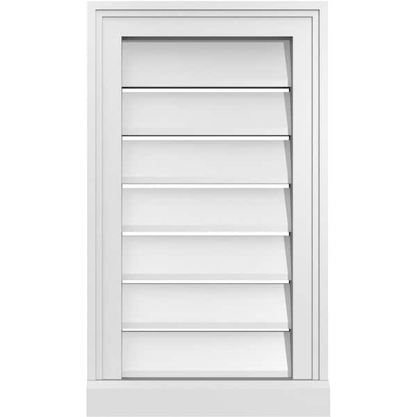 Ekena Millwork 14 in. x 24 in. Vertical Surface Mount PVC Gable Vent: Functional with Brickmould Sill Frame