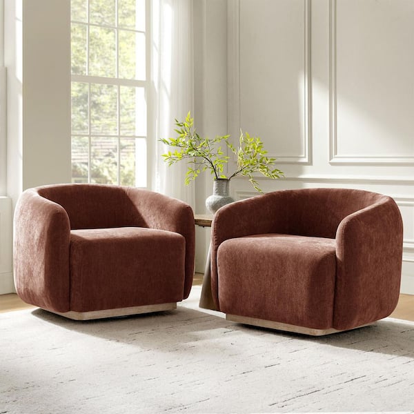 Peter Rust Modern Polyester Swivel Armchair Set of 2