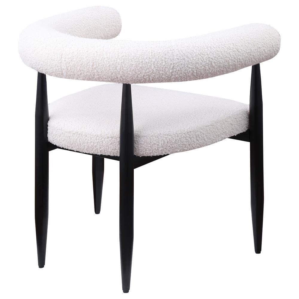 Cream Boucle Upholstered Metal Frame Arm Chair Set