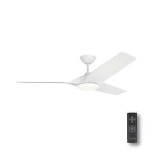 Gossamer 52 in. Integrated LED Indoor Matte White Ceiling Fan with Light Kit and Remote Control