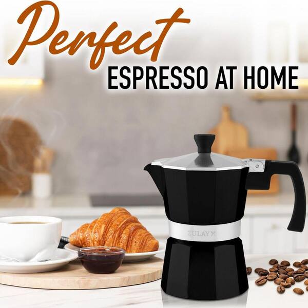Zulay Kitchen 3-Cup Premium Moka Pot Stovetop Espresso Maker-Black