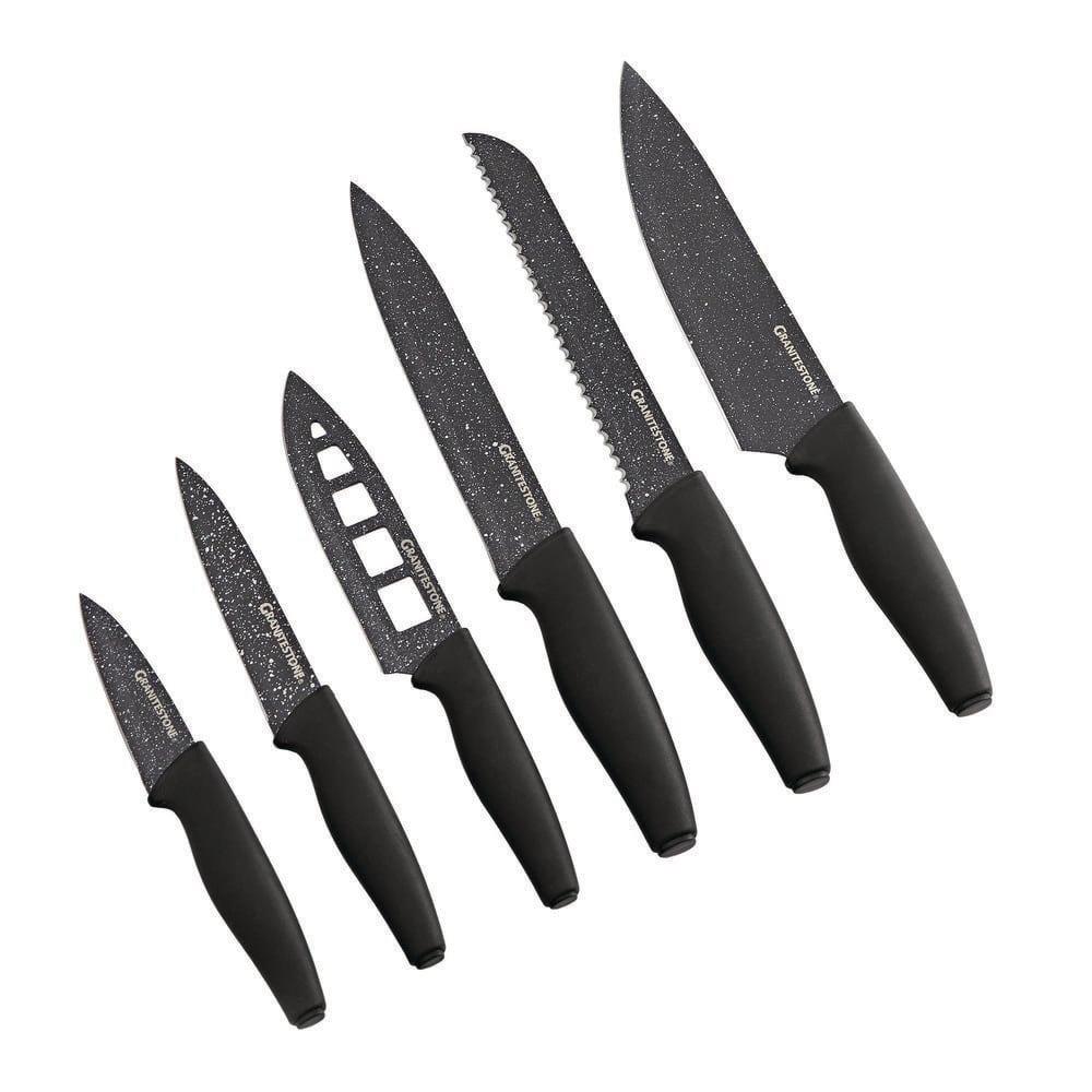 Granitestone Granitestone Nutriblade 6 PC Knife Set, Professional Kitchen Chef’s Knives with Sharp Stainless Steel Blades and Nonstick Granite Coating