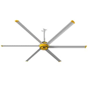 E-Series - (E10) 3025, Indoor Ceiling Fan (6 Blades), 10' Diameter, Silver/Yellow, Variable Speed Controller