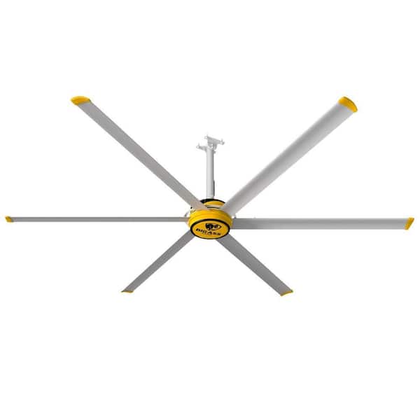 Big Ass Fans E-Series - (E10) 3025, Indoor Ceiling Fan (6 Blades), 10' Diameter, Silver/Yellow, Variable Speed Controller