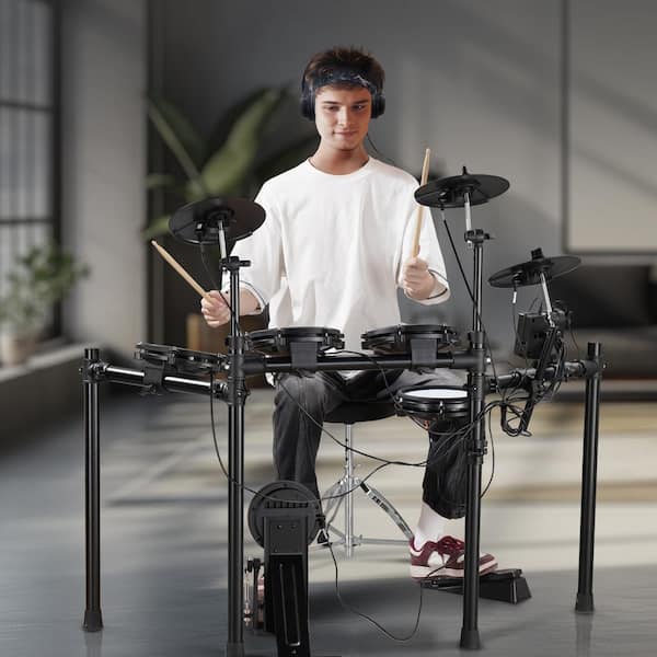 Electric Drum Set 32 Drum Kits and 480 Sounds Electronic Drum Kit USB MIDI Supported for Beginners and Adults