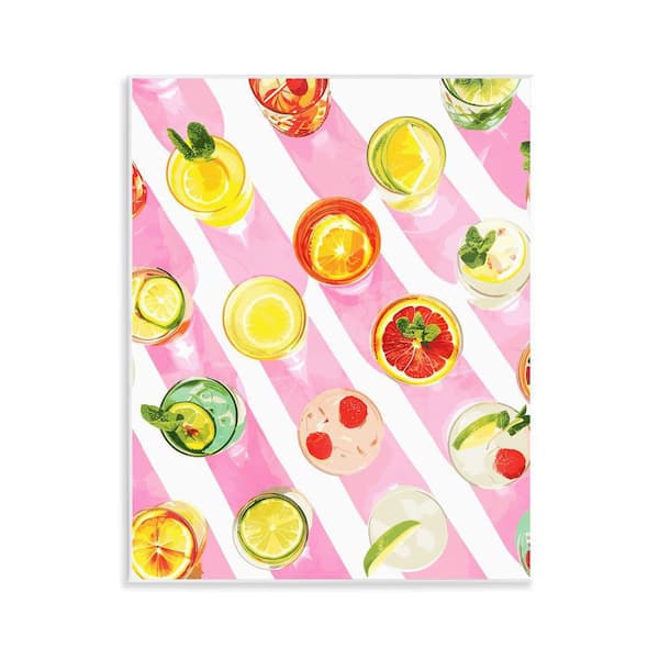 Stupell Industries Aerial Cocktails on Stripes by Daphne Polselli Unframed Food Graphic Art Print 14 in. x 11 in.
