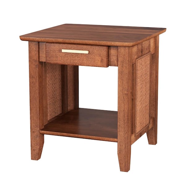 Gymax 2-Pieces Walnut 1 Drawer 20 in. W Nightstand