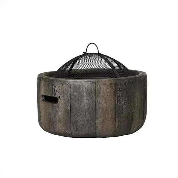 Zeus & Ruta Dark Brown 18 in. Outdoor Wood Burning Metal Fire Pit Firepit Bowl with Spark Screen, Poker for Patio, Picnic, Backyard