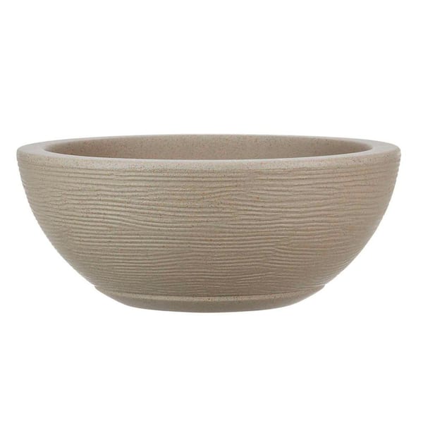 FLORIDIS Amsterdan Small Beige Stone Effect Plastic Resin Indoor and Outdoor Planter Bowl