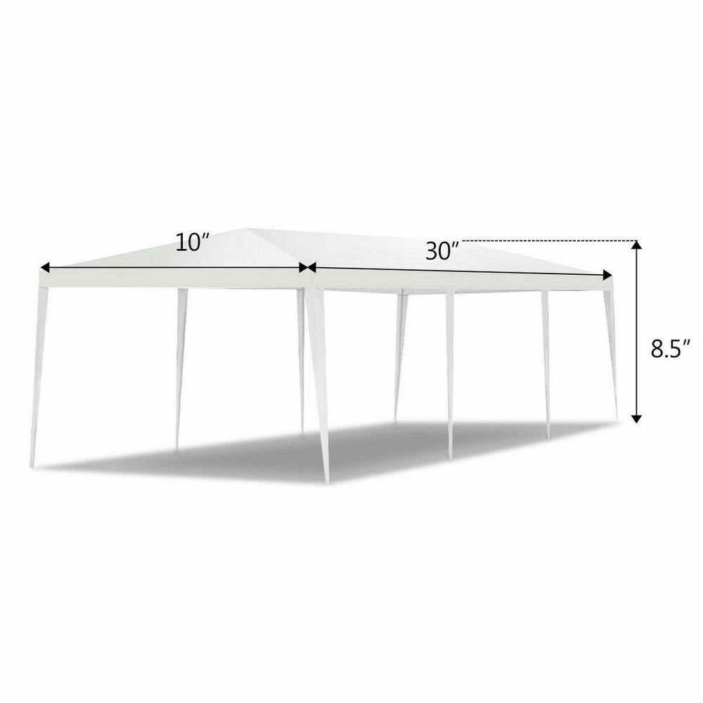White 10'x30' Heavy Duty Outdoor Canopy Tent with Steel Frame