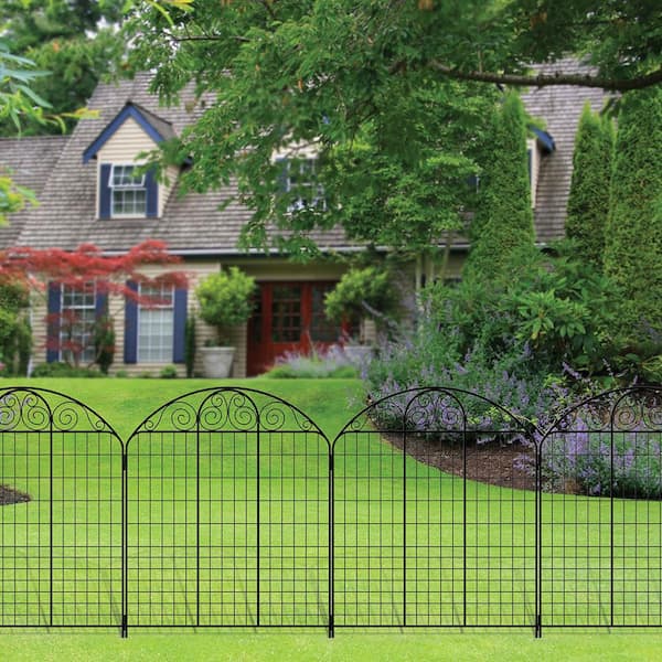 Rockdale 43.8 in. Black Steel Fence Panel (3-Pack)