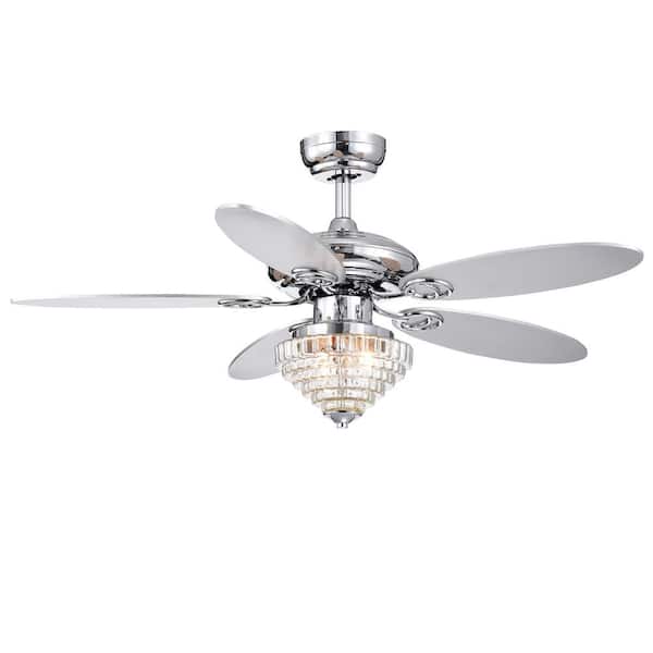 Warehouse of Tiffany Kostenets 43.7 in. Indoor Chrome Finsh Remote Controlled Ceiling Fan with Light Kit