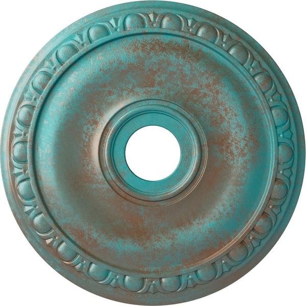 Ekena Millwork 1 in. x 20 in. x 20 in. Polyurethane Jackson Ceiling Medallion, Copper Green Patina