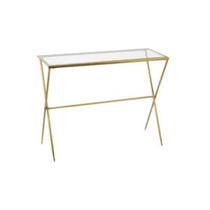 31 in. Gold Meta/Glass Console Table