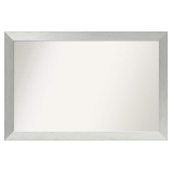 Amanti Art Brushed Sterling Silver 42 in. x 28 in. Custom Non-Beveled Wood Framed Bathroom Vanity Wall Mirror