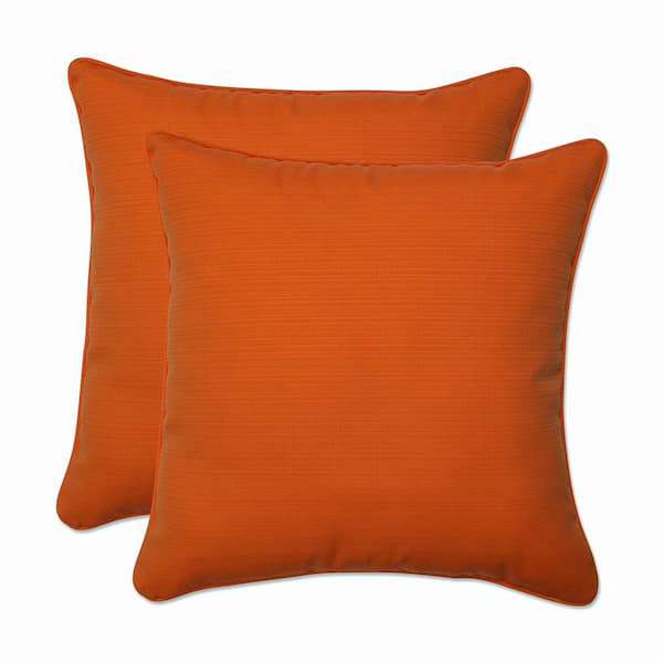 Pillow Perfect Solid Orange Square Outdoor Square Throw Pillow 2-Pack