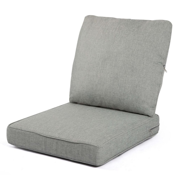 Unbranded Light Gray Sunbrella Set Outdoor Lounge Chair Back Cushion, Solid Rectangular, Water Resistant
