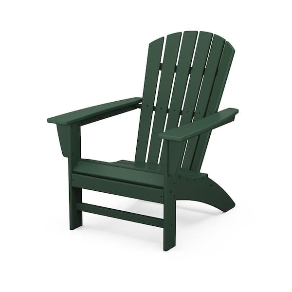 POLYWOOD Grant Park Traditional Curveback Green Plastic Outdoor Patio Adirondack Chair