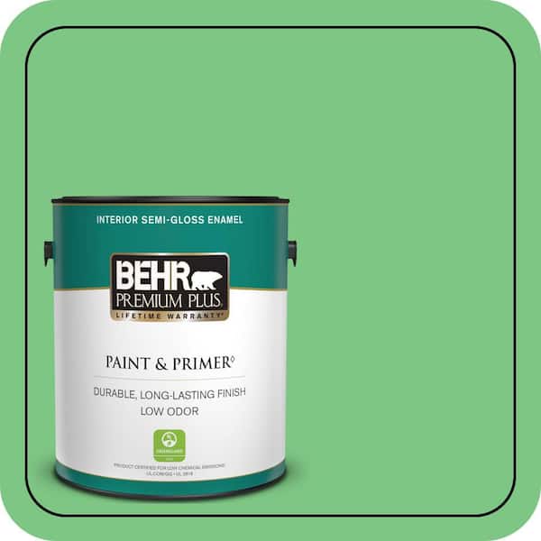 BEHR PREMIUM PLUS 1 gal. #P390-5 Garden Stroll Semi-Gloss Enamel Low Odor Interior Paint & Primer