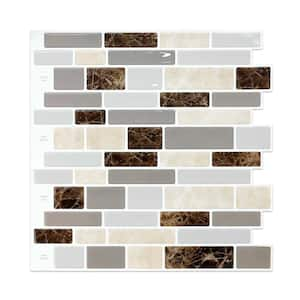 12 in. x 12 in. Brown Peel and Stick Tile Backsplash Self Adhesive Vinyl Wall Tile for Kitchen Backsplash (10-Pack)